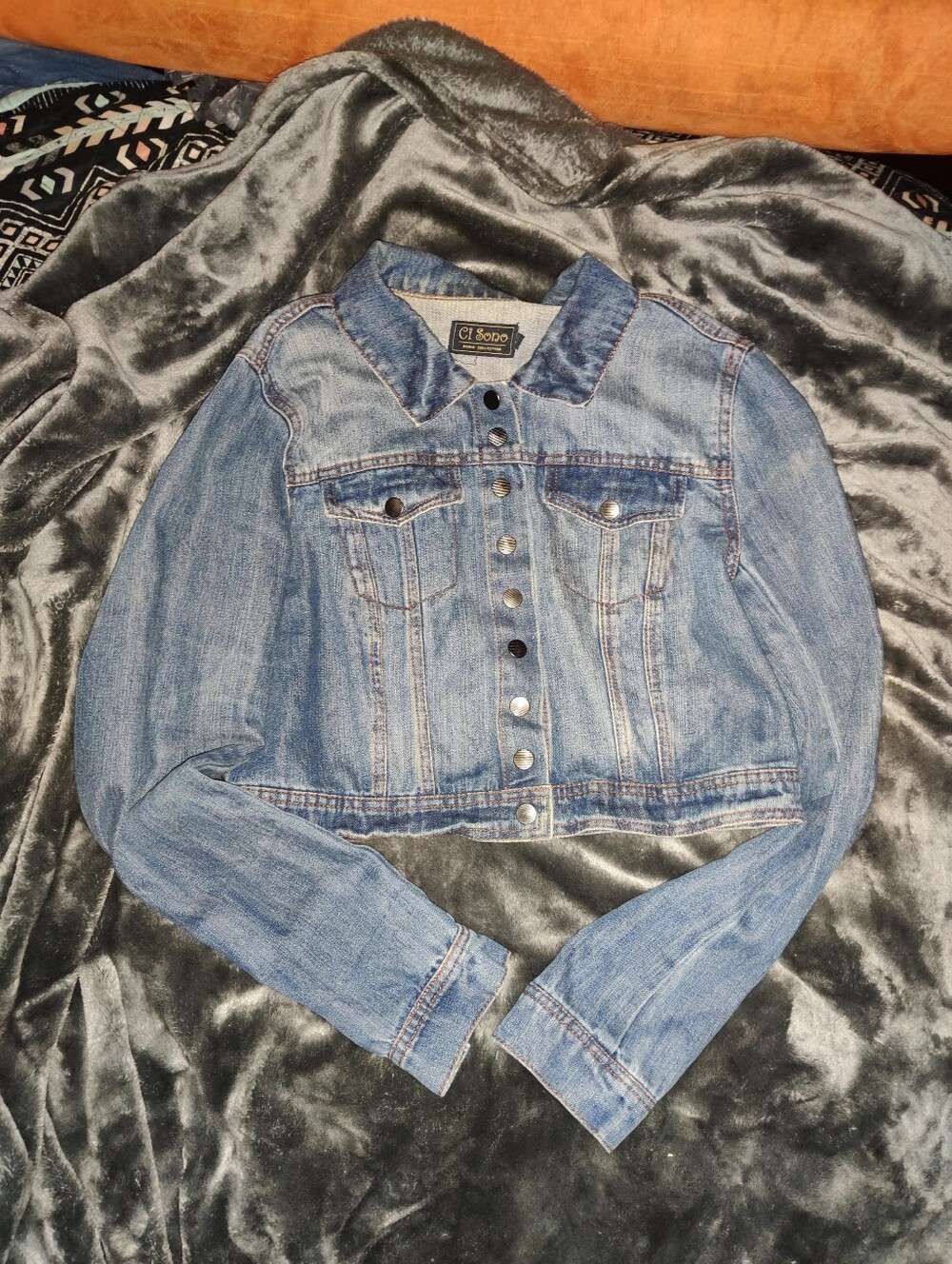 Ci Sono Cropped Denim Jacket Size L